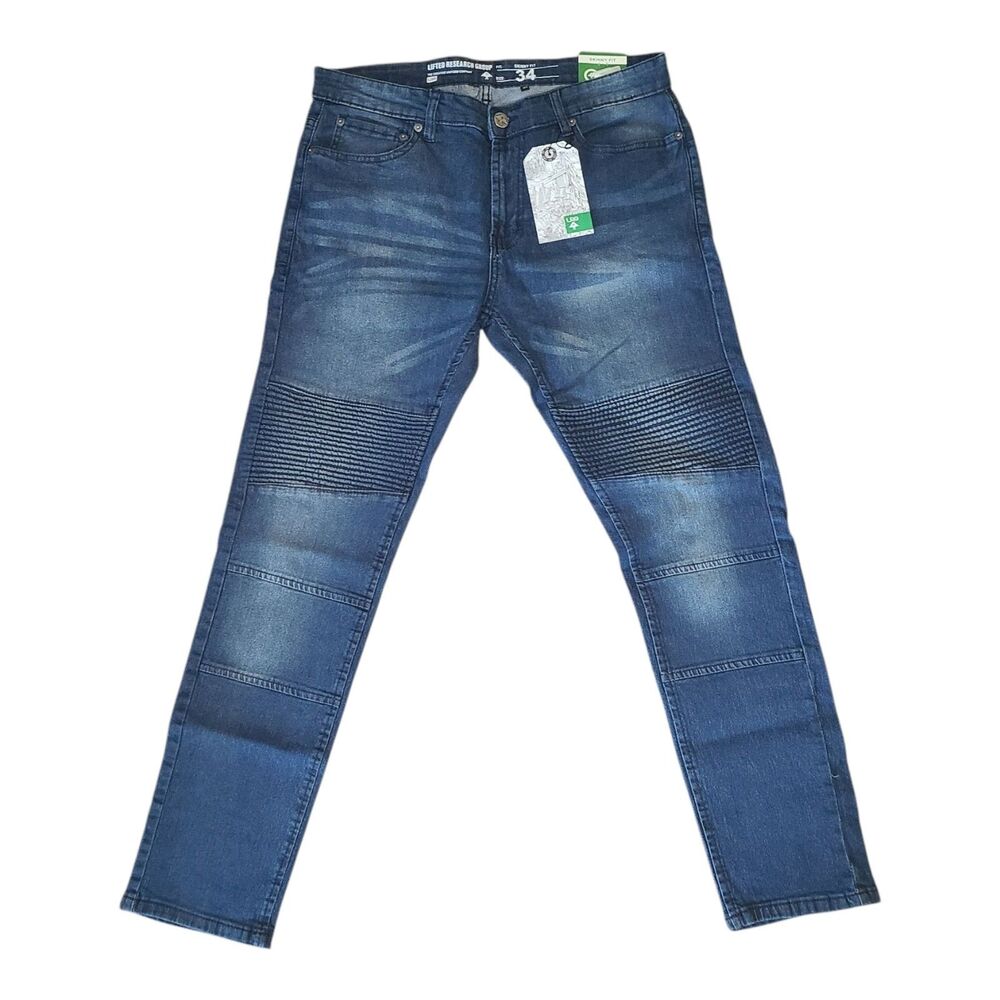 LRG Lifted Research Group Men's Jeans Skinny Fit Stretch Denim Blue Wash 34x30